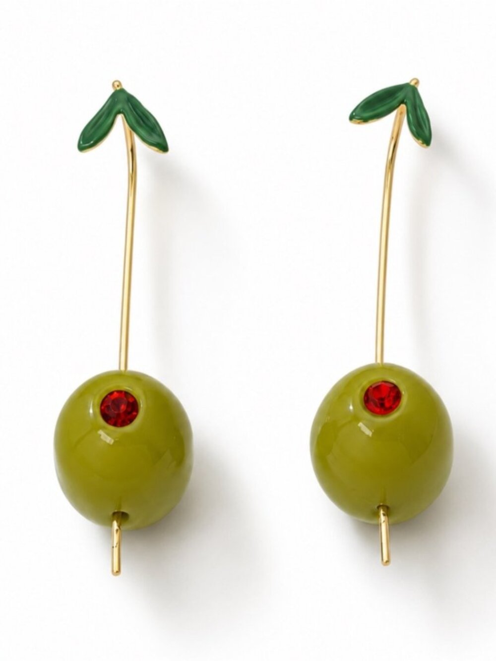 New! Preppy Colorful Green Olive Drop Earrings NWOT 5060